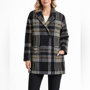 Coco + Carmen Wool Blend Plaid‎ Sweater Jacket Coat L/XL